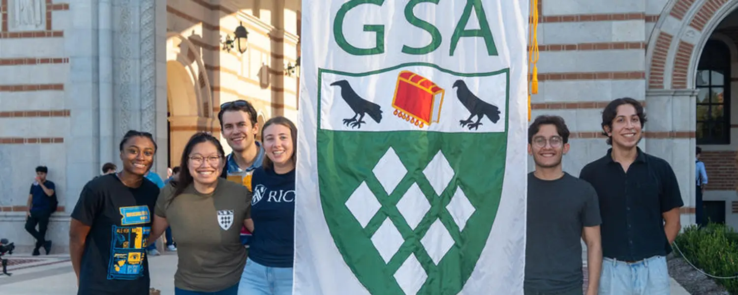 GSA students in front of Sallyport, RIce UNiversity